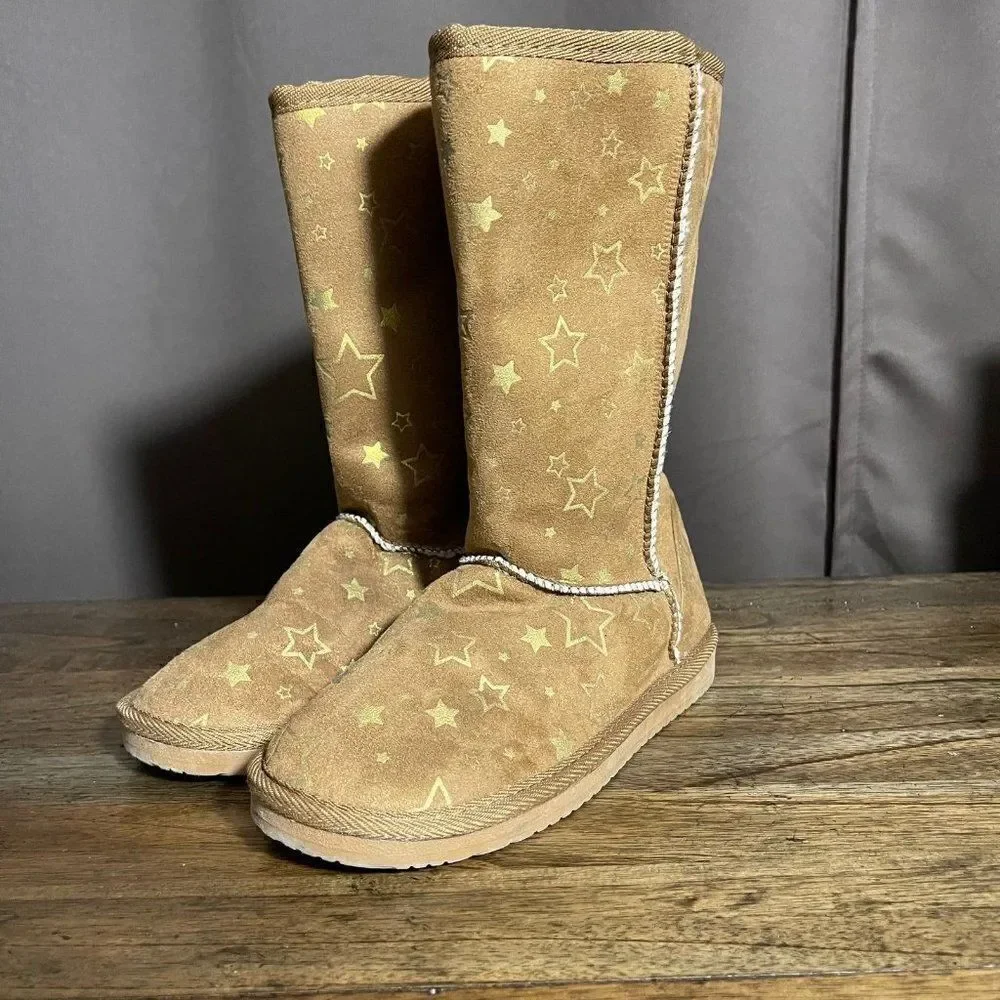 Airwalk Emma Star Pattern Brown Cognac Cozy Boots